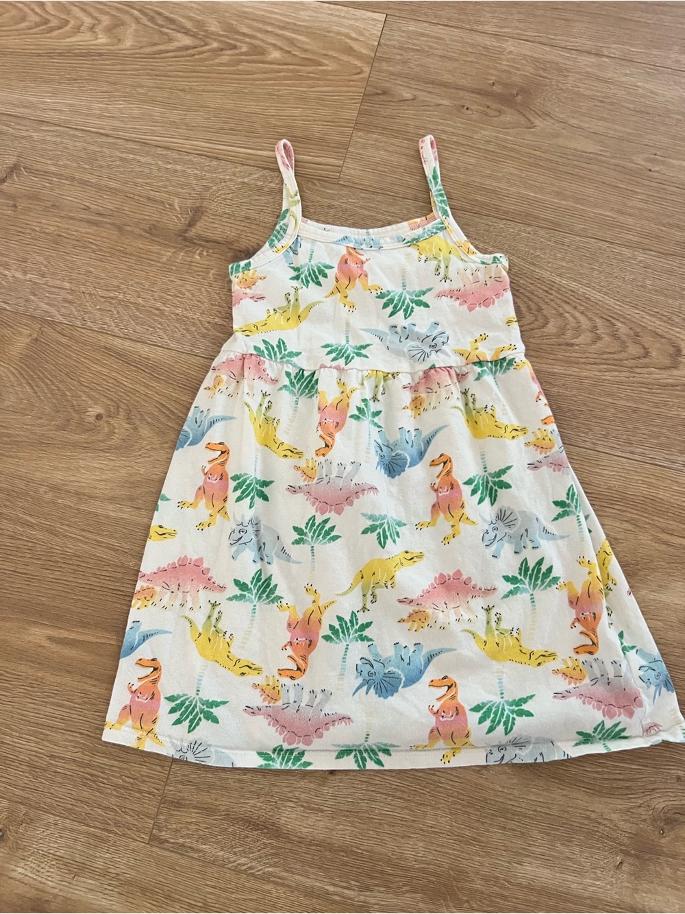Old Navy Spaghetti Strap Sundress with Multicolor Pastel Dino Print Girls 4T
